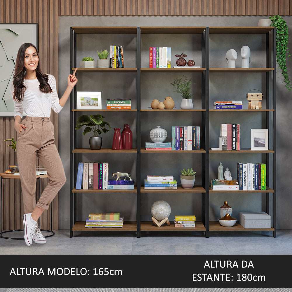 Estante Librero 177cm Marrón/Negro