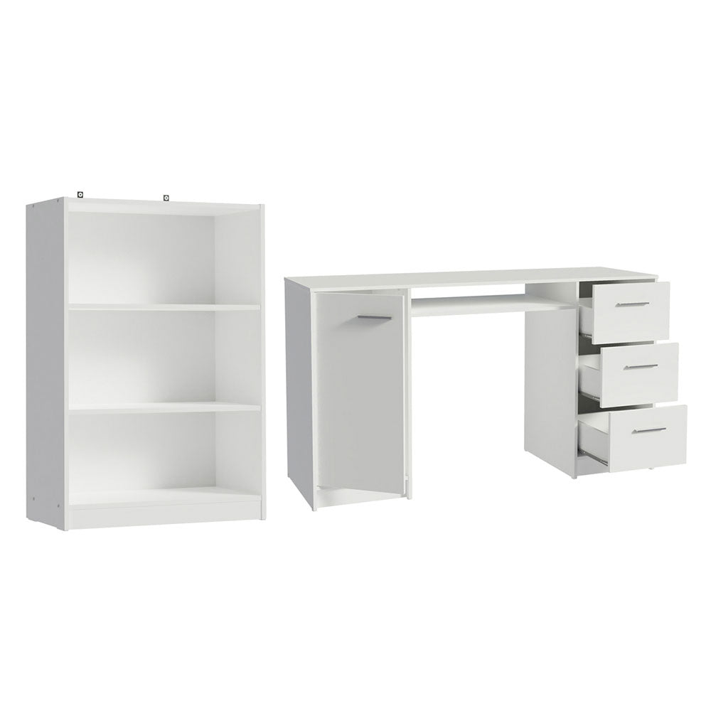 Escritorio Alaska + Estante Librero 6907 Blanco