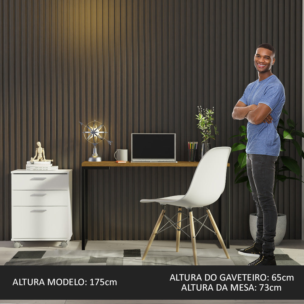 Kit Escritorio con Mesa Industrial + Cajonero Blanco/Marrón