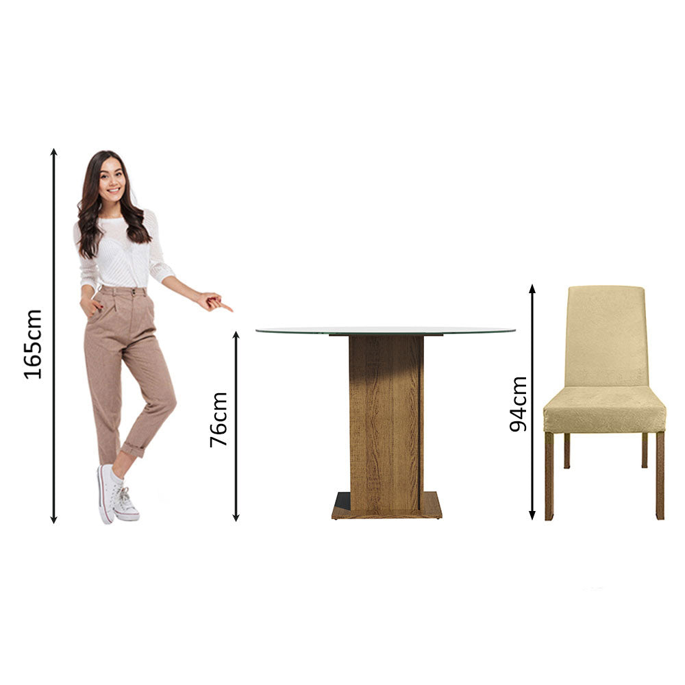 Juego de Comedor Encimera de Vidrio Circular 4 Sillas Marrón/Imperial Mile