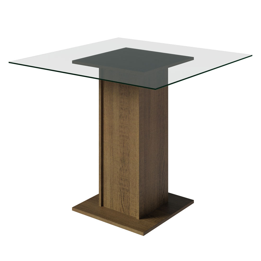 Juego de Comedor Mesa Encimera de Vidrio 4 Sillas Marrón/Silver Noemi