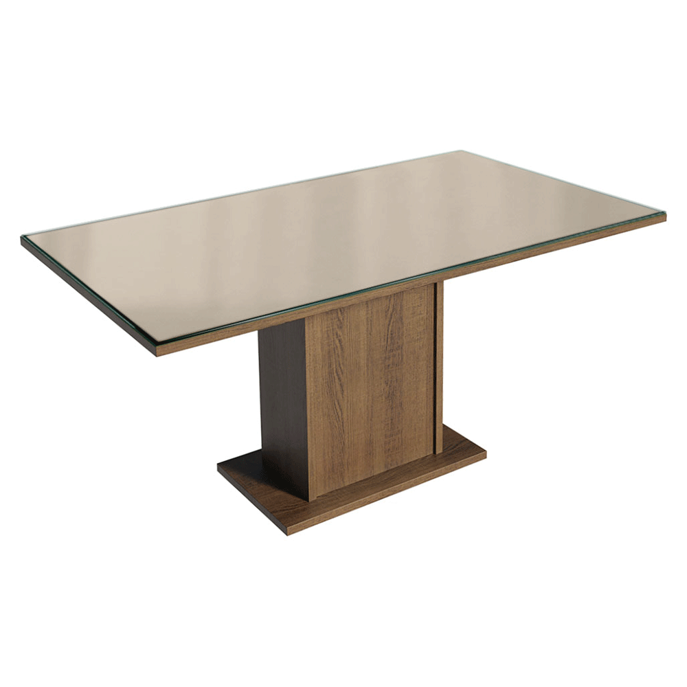 Conjunto de Comedor Encimera de Vidrio 6 Sillas Marrón/Crema/Imperial Dália Madesa