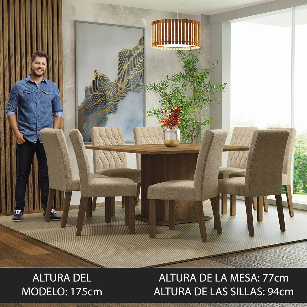 Juego de Comedor Mesa Encimera de Madera 8 Sillas Marrón/Imperial Leila
