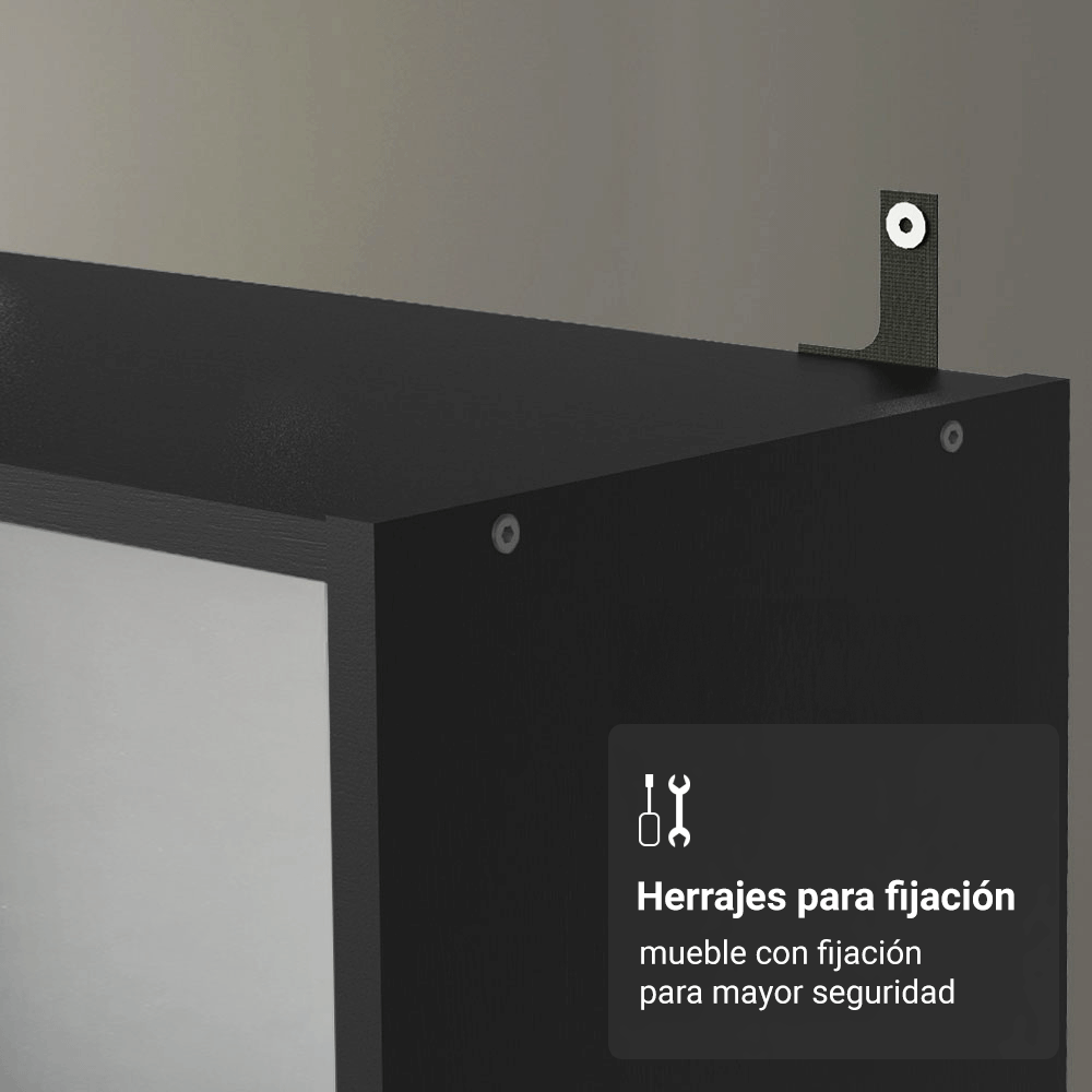 Estante Zapatera 3 Niveles Sin Puertas Negro