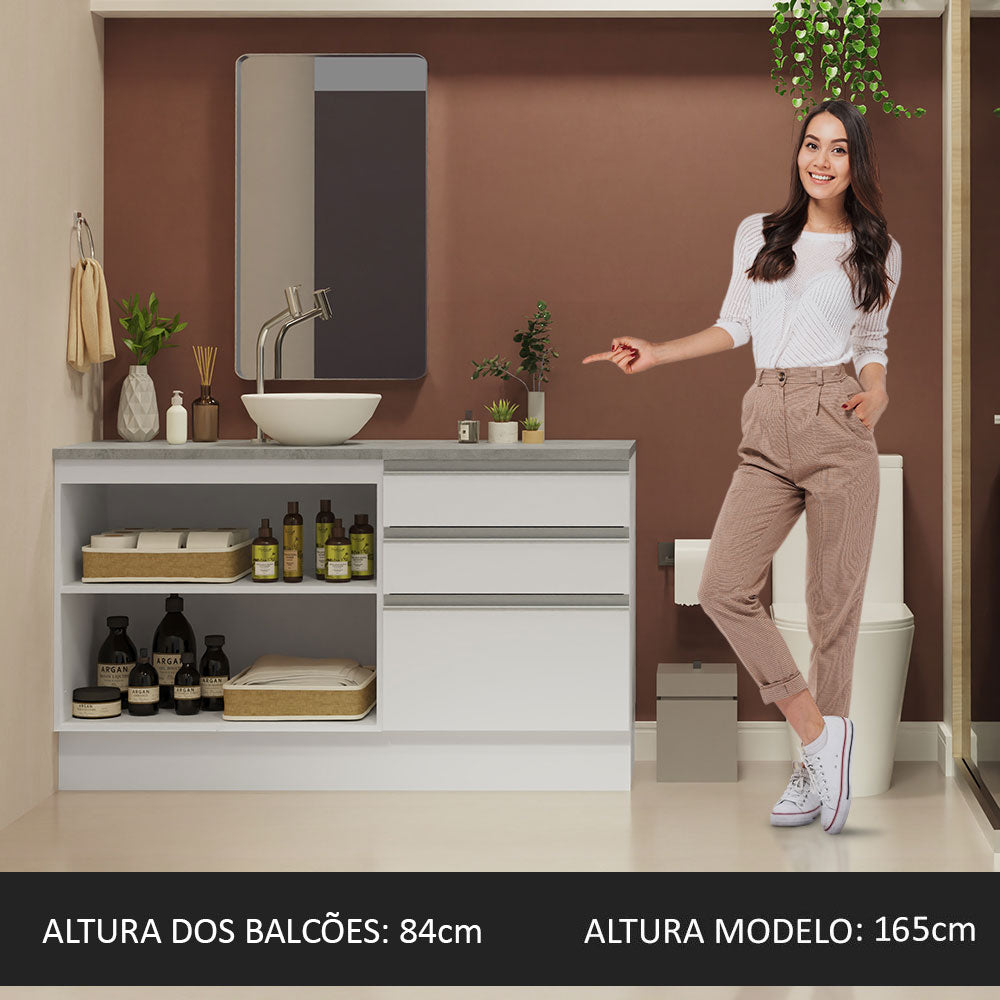 Gabinete para Baño 140cm 2 Puertas 3 Cajones Blanco