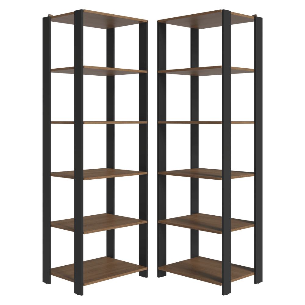 Kit con 2 Estantes Despensero de Esquina 5 Niveles 118cm Marrón/Negro