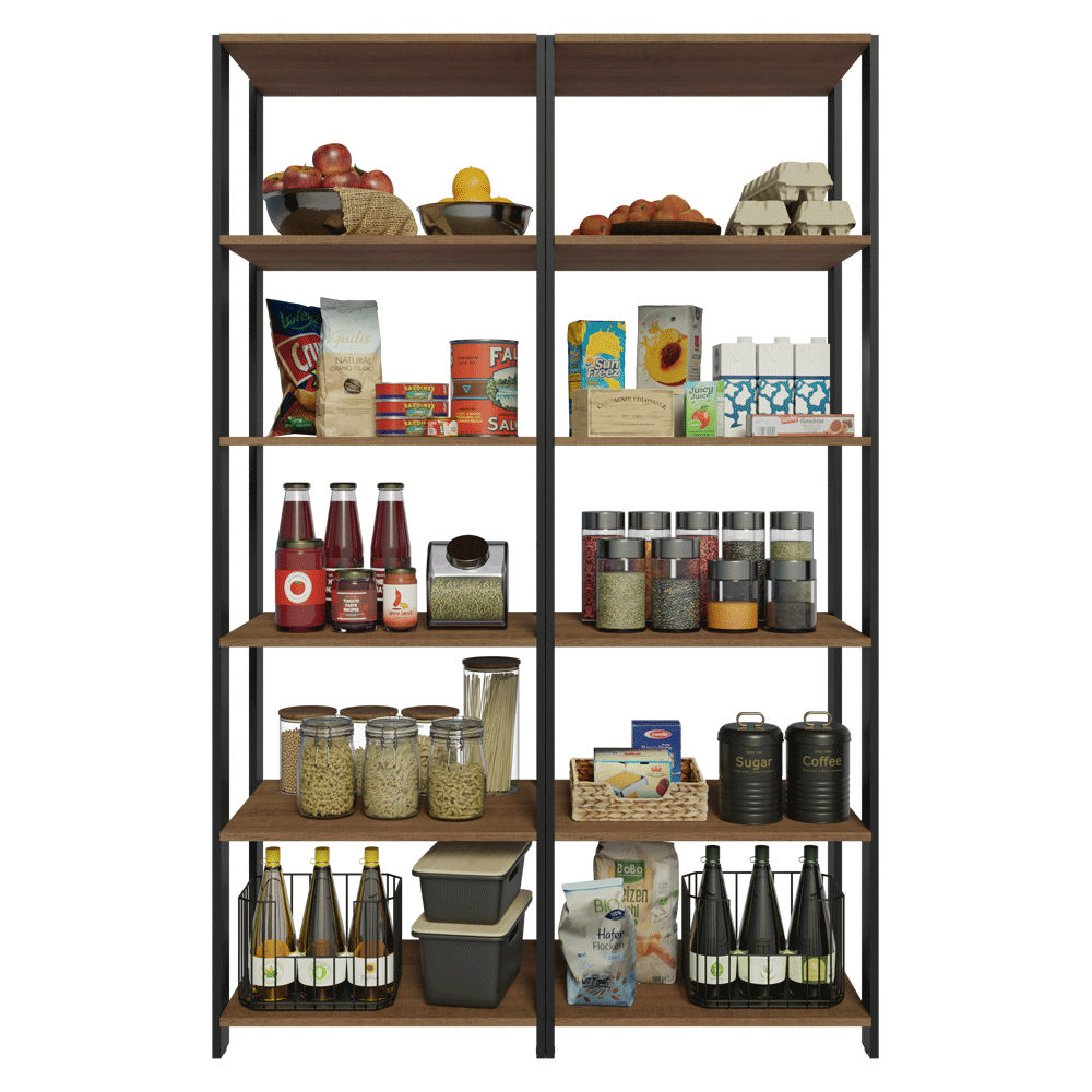 Kit con 2 Estantes Despensero 5 Niveles 118cm Marrón/Negro