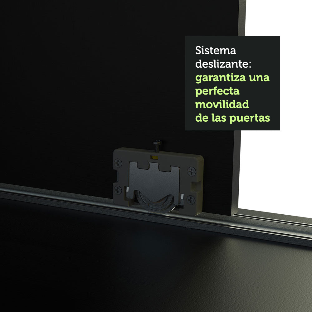 Clóset Matrimonial Lyon 3 Puertas Correderas con Espejo 2 Cajones Negro