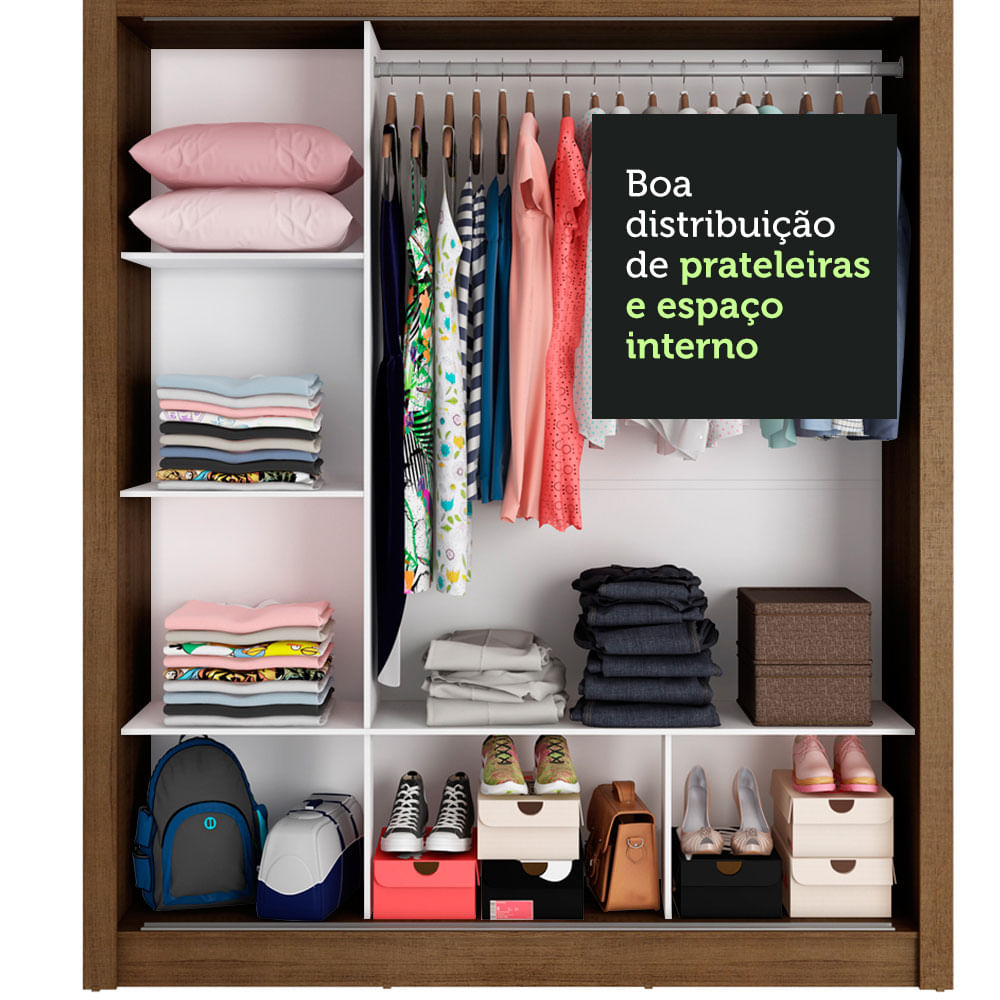 Clóset Matrimonial Monaco 3 Puertas Corredizas 2 con Espejos Marrón/Negro