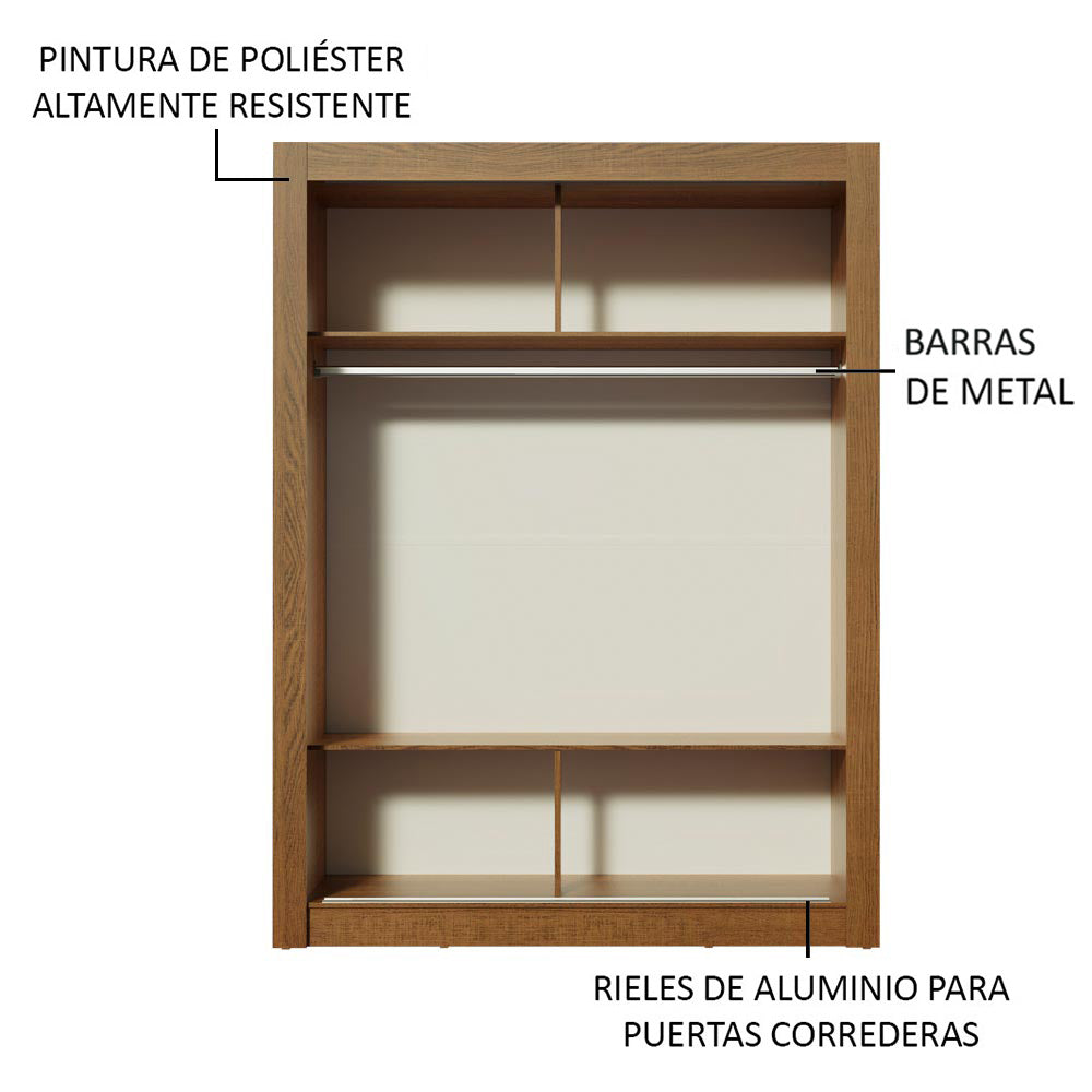 Clóset Soltero 2 Puertas Corredizas con Espejo Marrón Denver