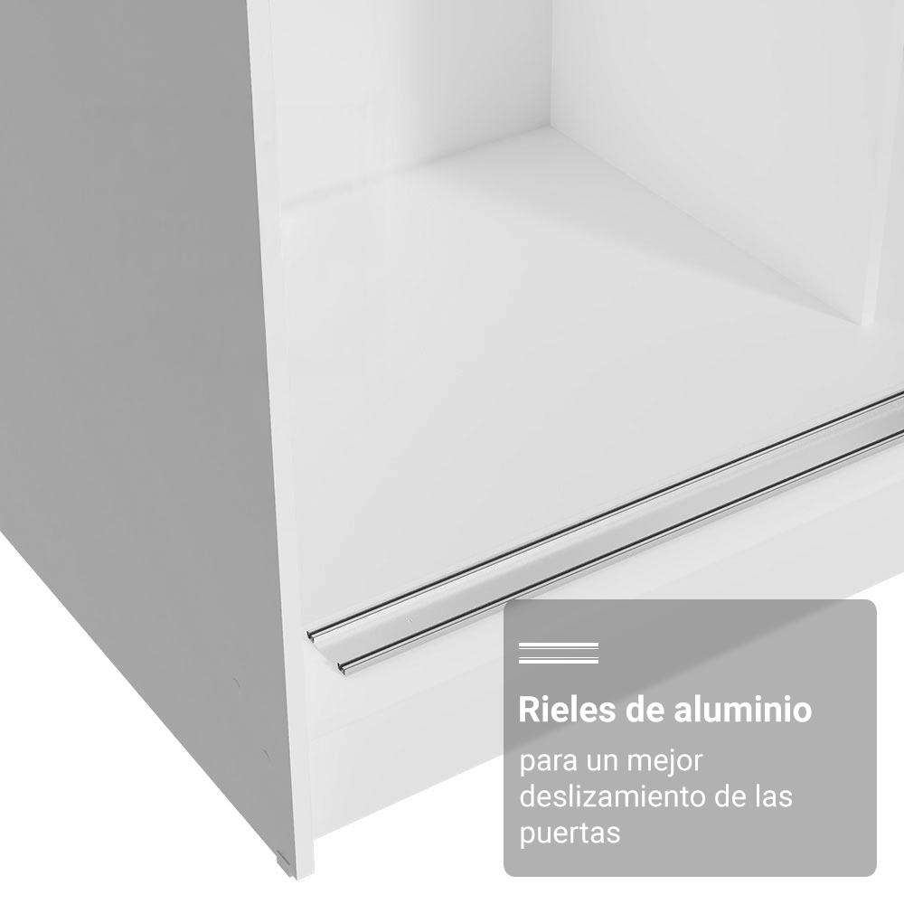 Clóset Matrimonial con Patas 3 Puertas Corredizas Blanco/Negro Reno Madesa