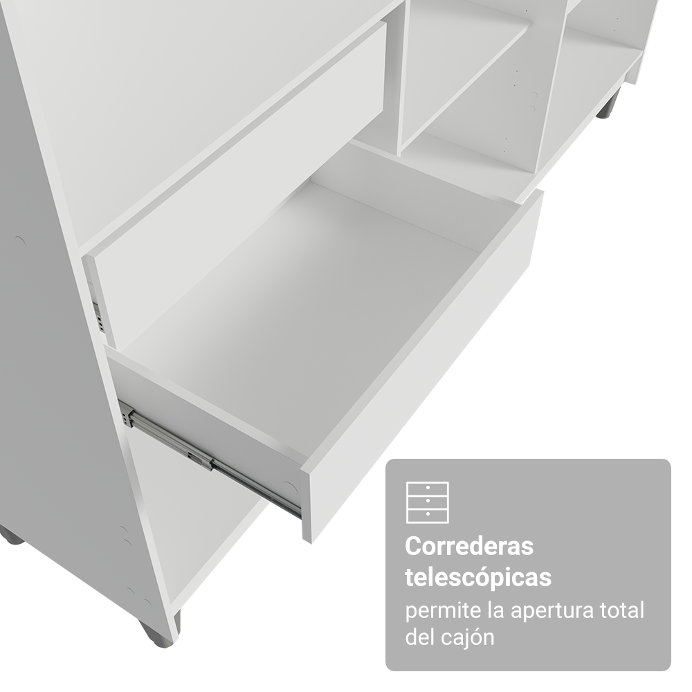 Clóset Matrimonial Venus 180 cm Sin Puertas Con Patas 4 Cajones Blanco