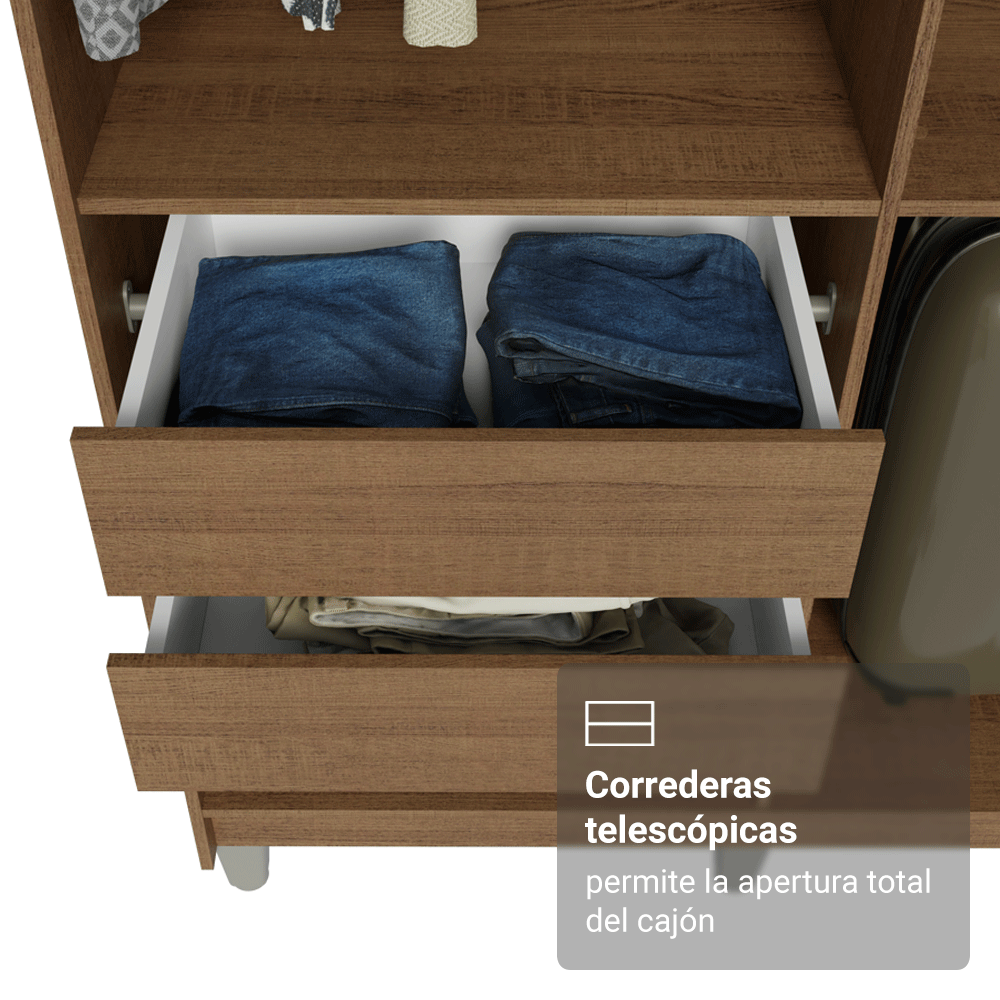 Clóset Matrimonial Venus 216 cm Sin Puertas Con Patas 4 Cajones Marrón