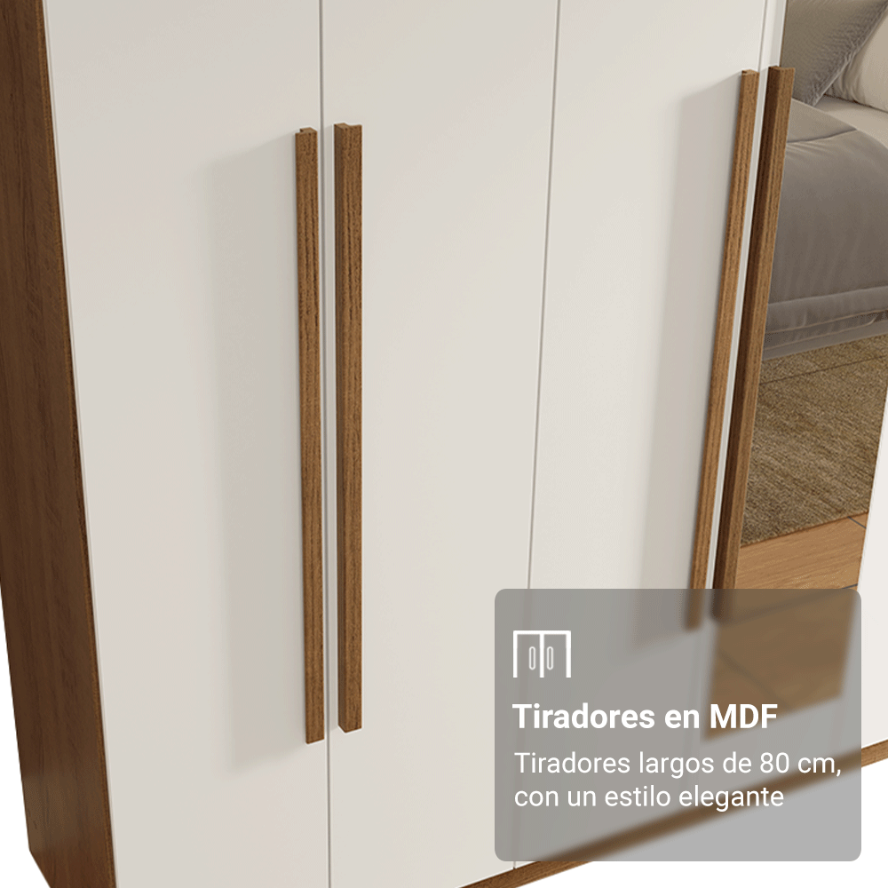 Clóset Matrimonial Venus 8 Puertas Batientes con Espejo Marrón/Blanco/Marrón