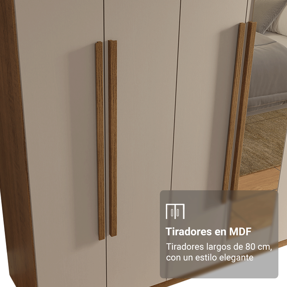 Clóset Matrimonial Venus 8 Puertas Batientes con Espejo Marrón/Crema/Marrón