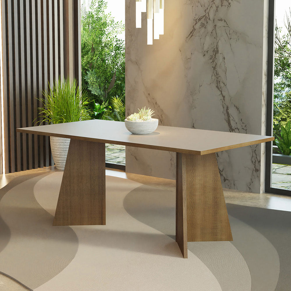 Mesa de Comedor Rectangular con Encimera de Madera Marrón/Crema 5388
