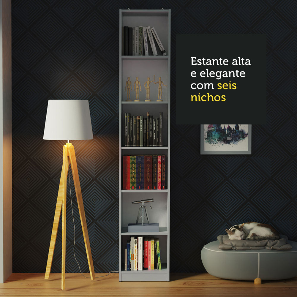 Estante Librero 6906 con 6 Nichos Gris