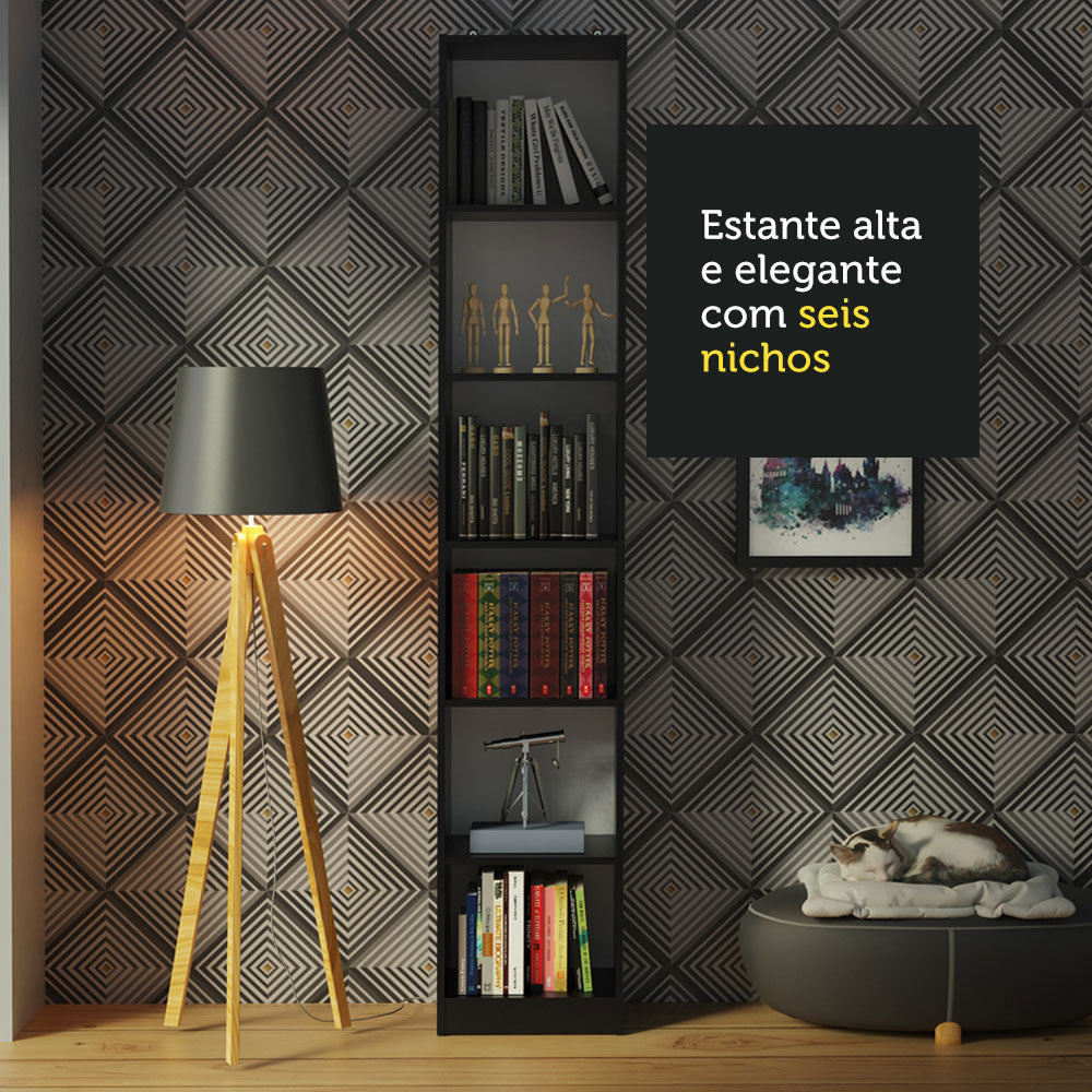 Estante Librero 6906 con Nichos Negro