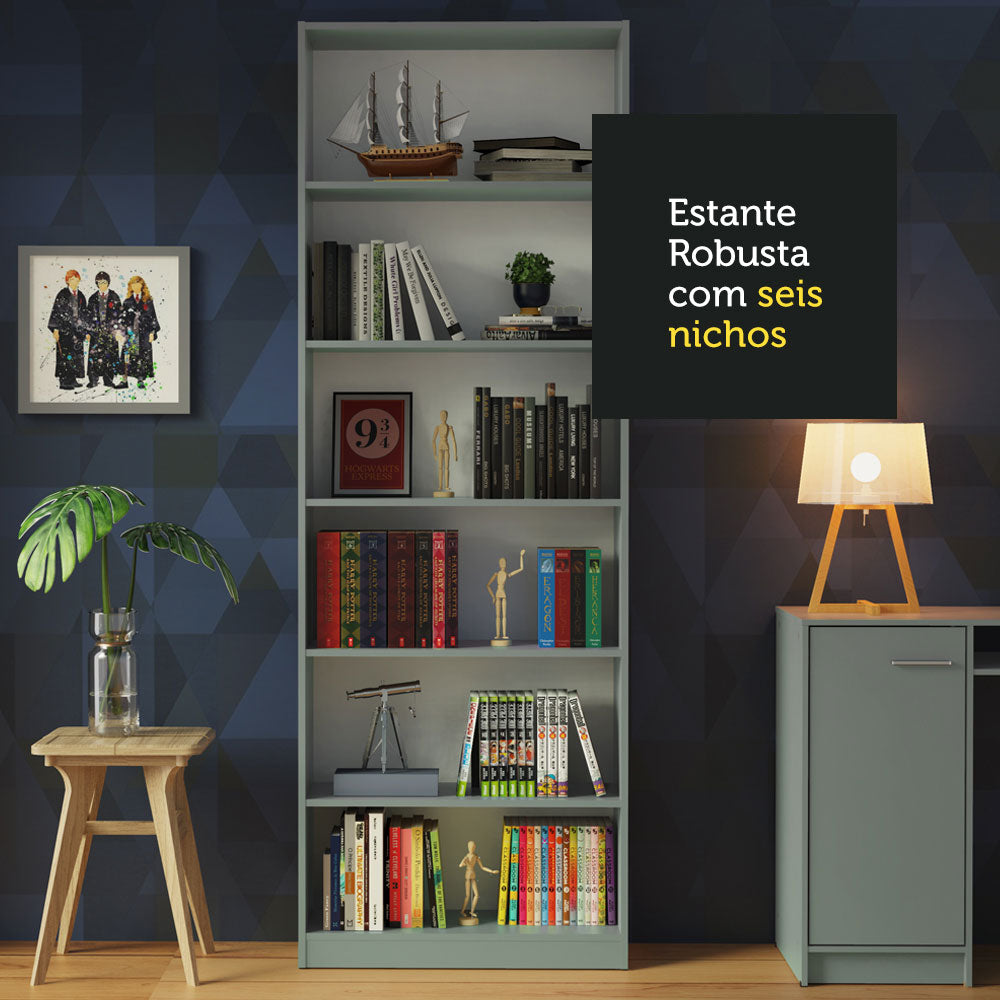 Estante Librero 6908 con 6 Nichos Gris