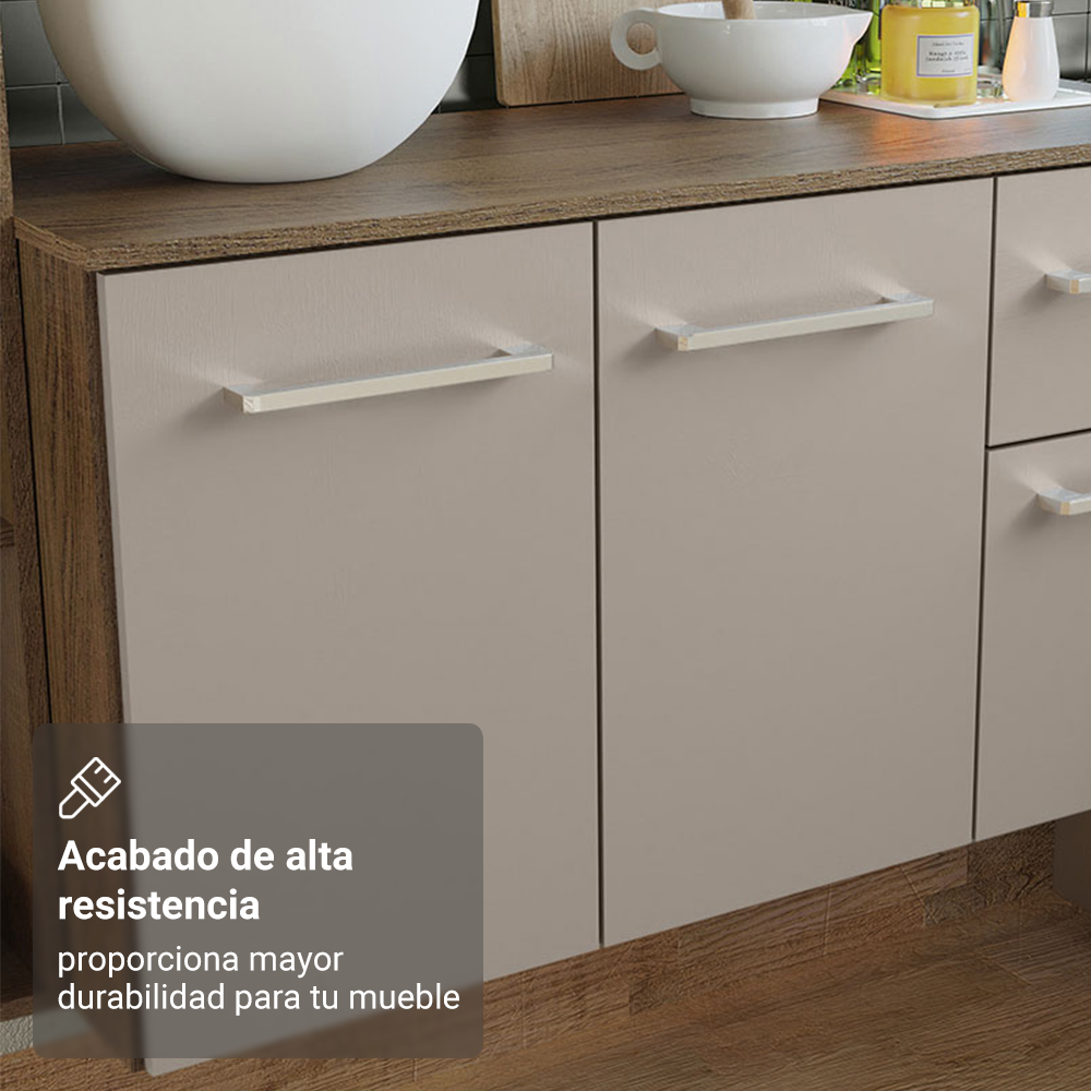Cocina Compacta 120cm Marron/Crema Easy