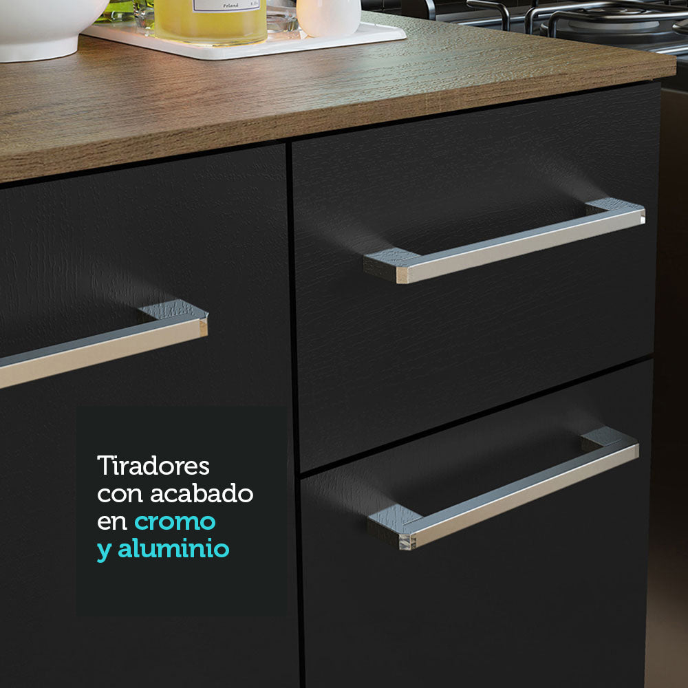 Cocina Compacta 120cm Marron/Negro Life