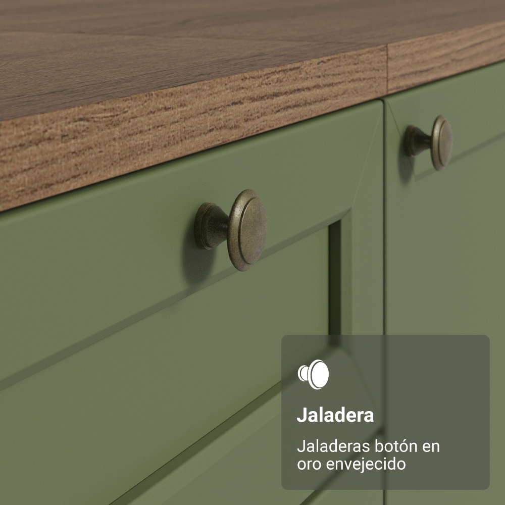 Gabinete Bajo de Cocina 40 x 60 cm 3 Cajones (Con Encimera) Marrón/Verde Vik Madesa