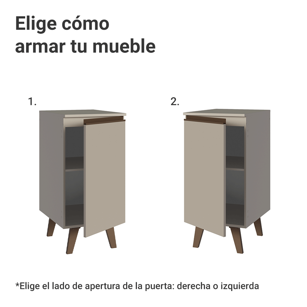 Gabinete Bajo 40 cm 1 Puerta Con Patas Nice Crema