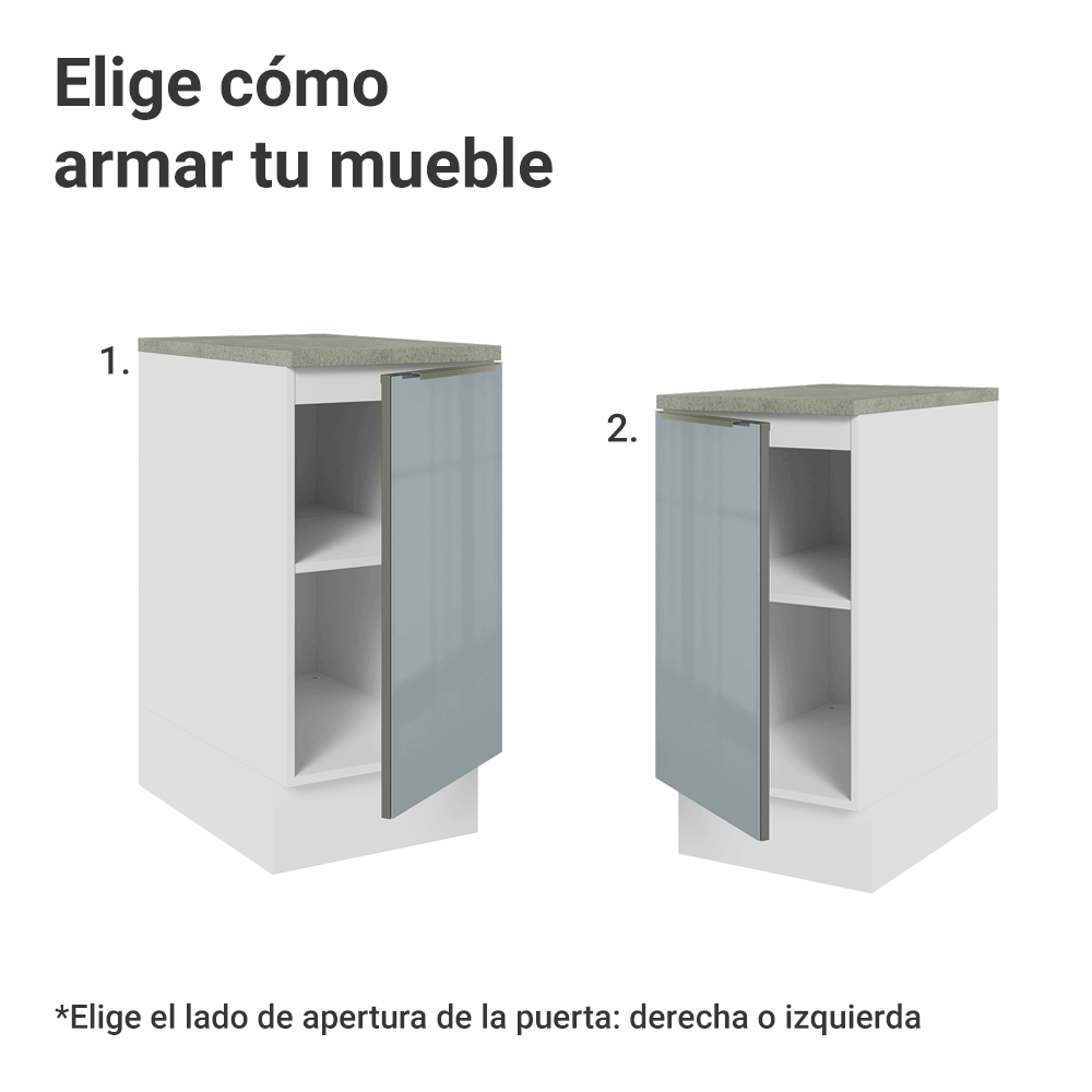 Gabinete Bajo de Cocina 40 cm 1 Puerta Blanco/Gris Lux Madesa