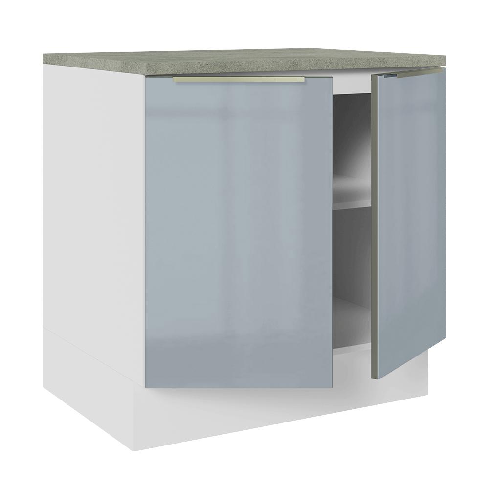 Gabinete Bajo de Cocina 80 cm 2 Puertas Blanco/Gris Lux Madesa