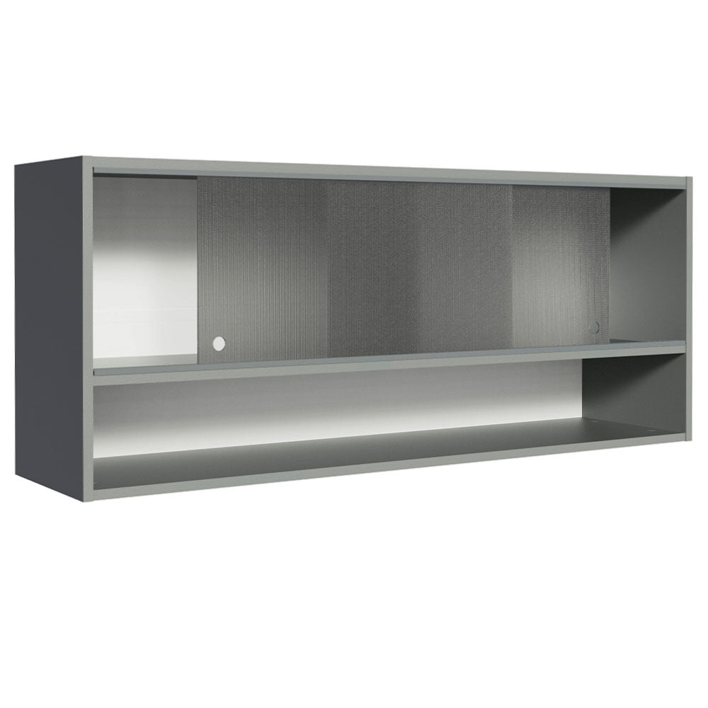 Gabinete Superior 2 Puertas Correderas Vidrio 120cm 1 Nicho Glamy, Lux, Agata y Reims Marrón