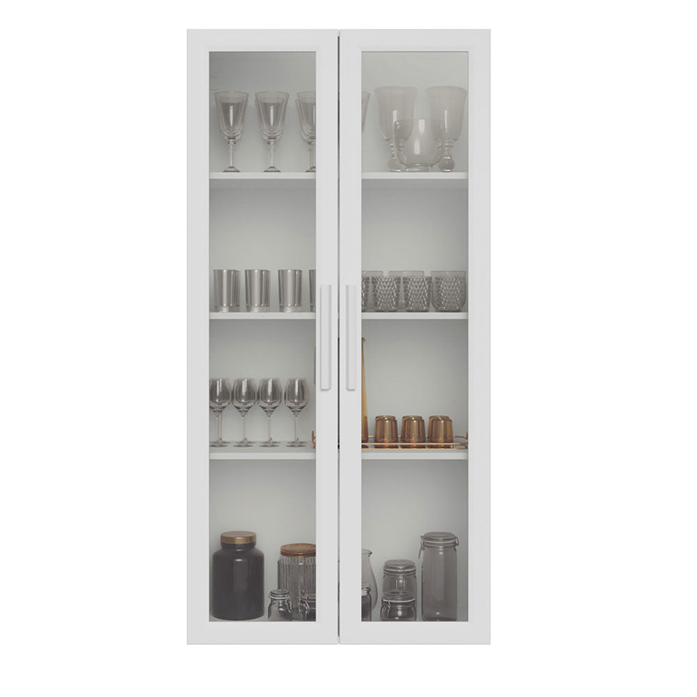 Mueble de Cocina Vitrina 70cm 2 Puertas de Vidrio Blanco Madesa