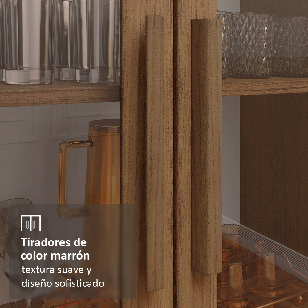 Vitrina 70 cm 2 Puertas de Vidrio con Patas Cónicas Marrón/Blanco Madesa