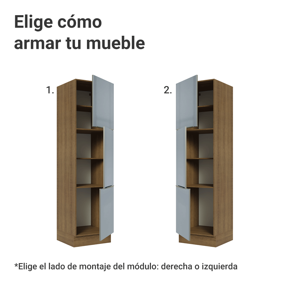Mueble Despensa 60 cm 3 Puertas Marrón/Gris Lux Madesa