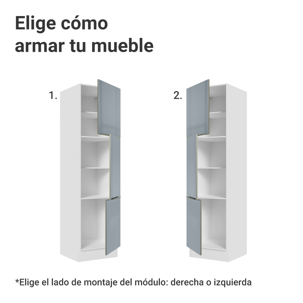 Mueble Despensa 60 cm 3 Puertas Blanco/Gris Lux Madesa