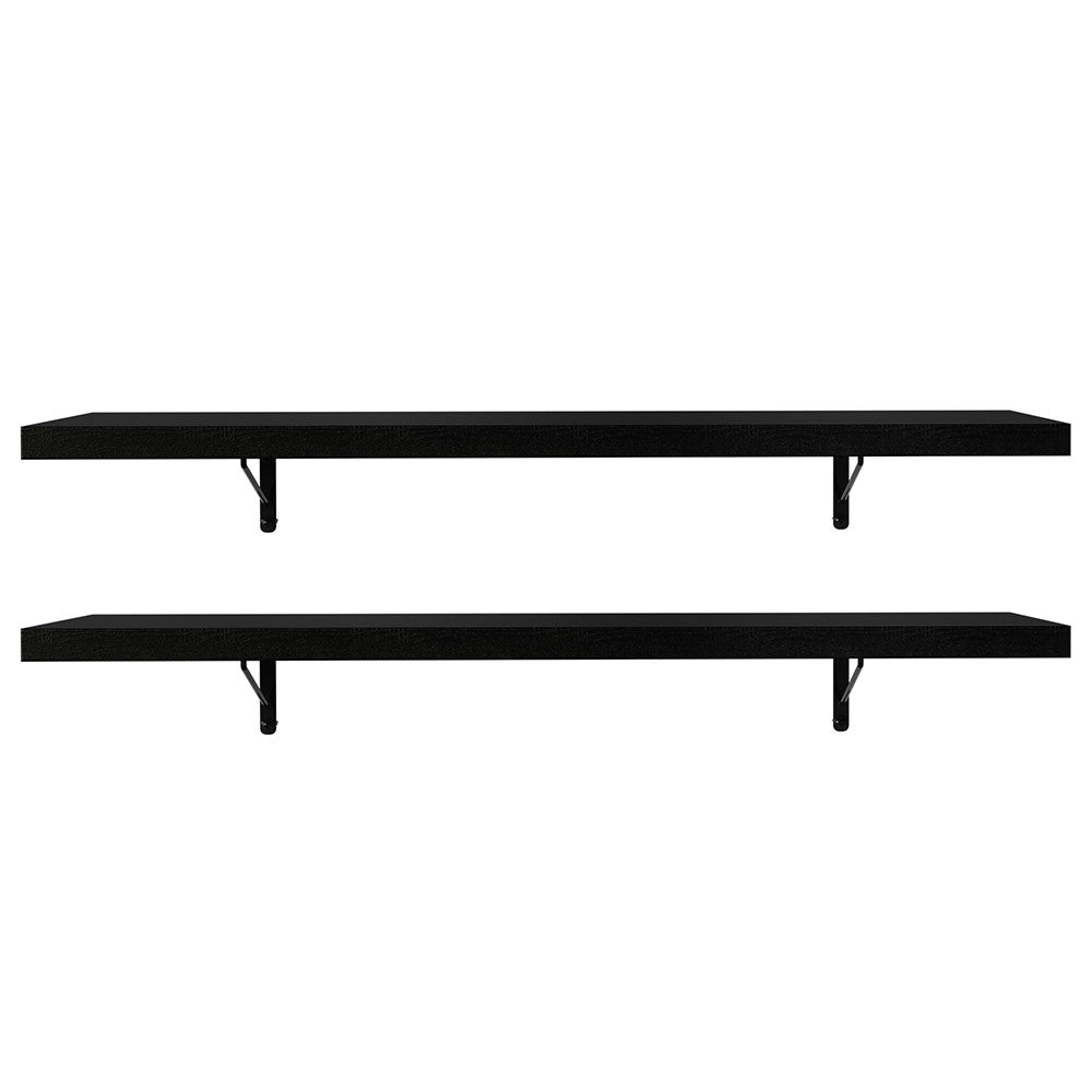 Kit 2 Repisas de Cocina 80 cm con Soporte Metálico Negro