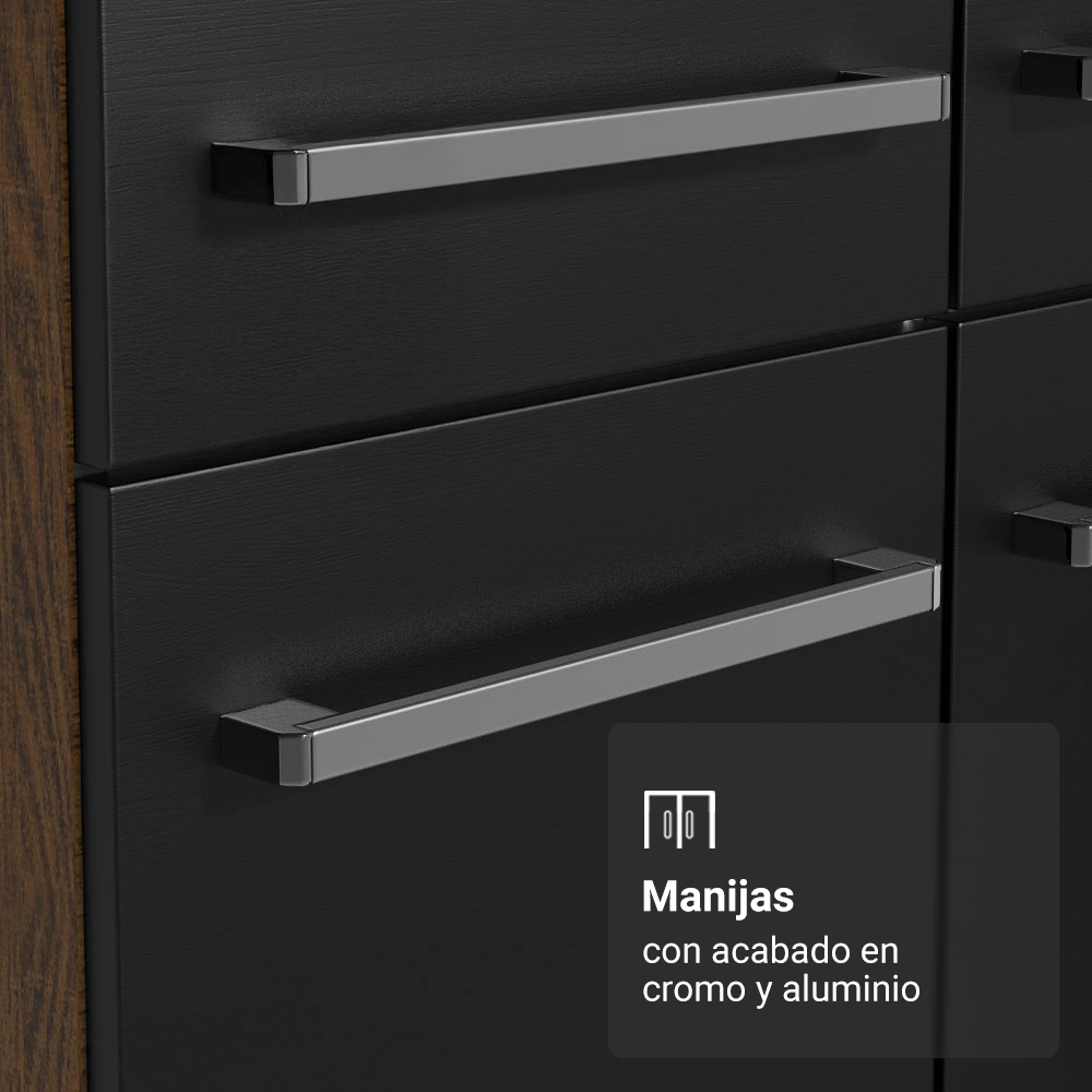 Cocina Integral 225cm Marrón/Negro Emilly Madesa 01