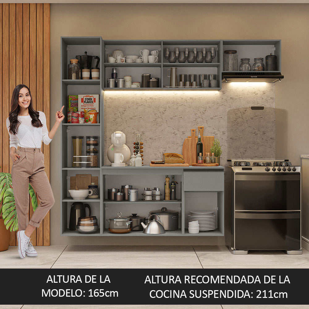 Cocina Integral 220 cm Sin Patas Nice Gris 02
