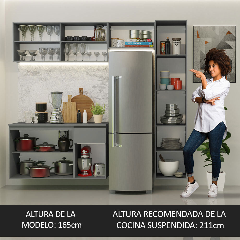Cocina Integral 220 cm Sin Patas Nice Gris 04