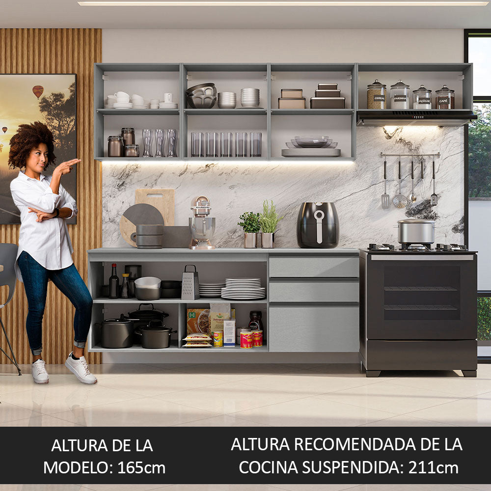 Cocina Integral 260 cm Sin Patas Nice Gris 13
