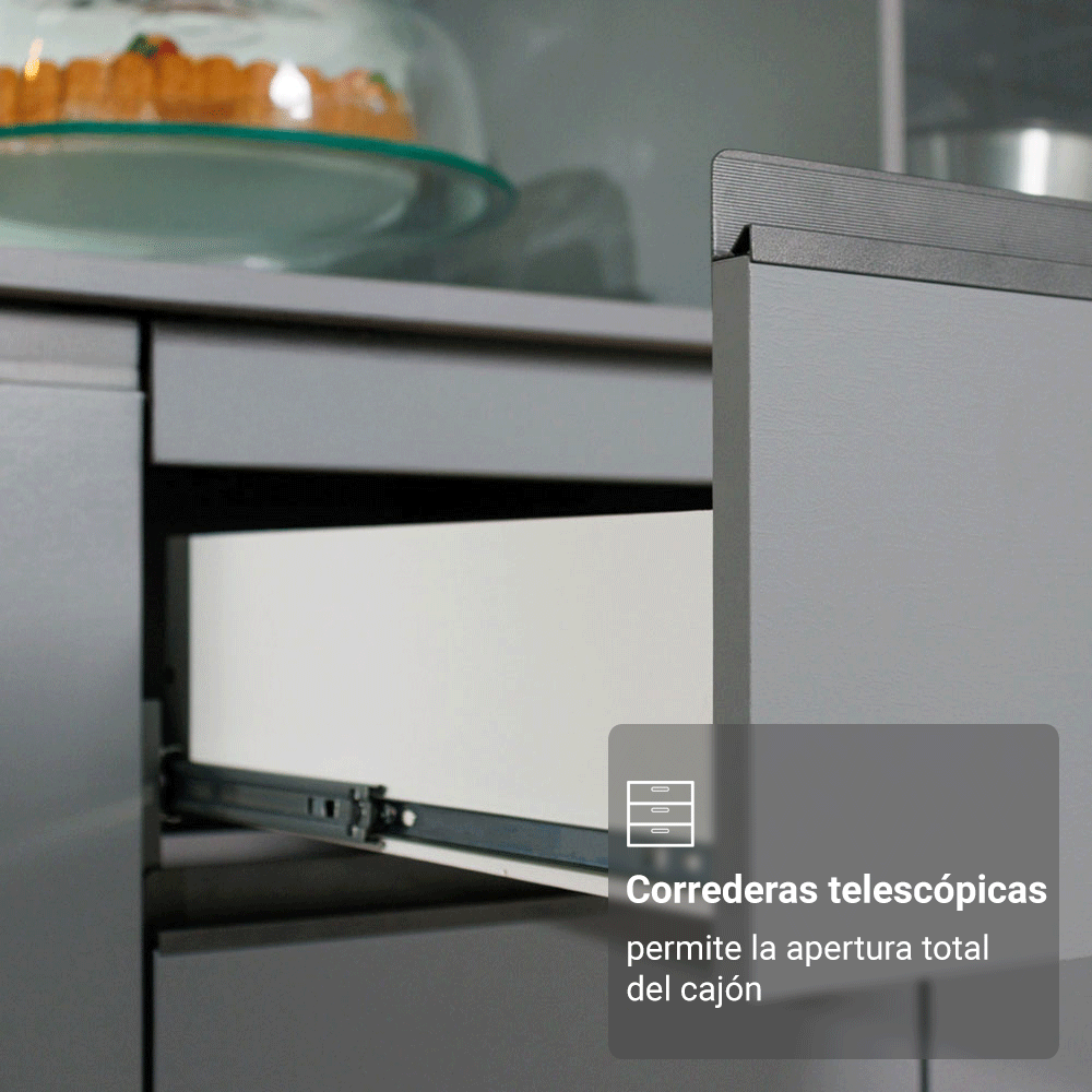 Cocina Integral 300 cm sin Patas Gris Nice 06