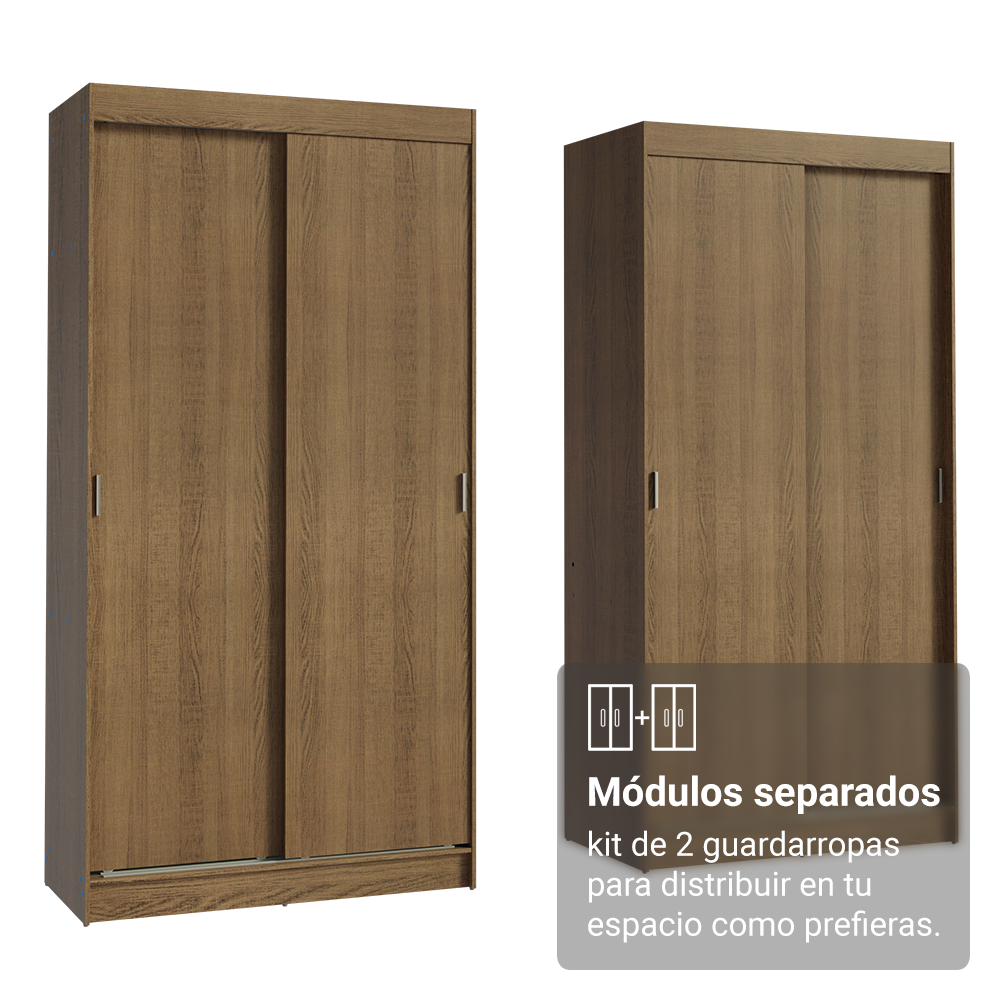 Conjunto de 2 Clósets 4 Puertas Corredizas Marrón Tokio Madesa