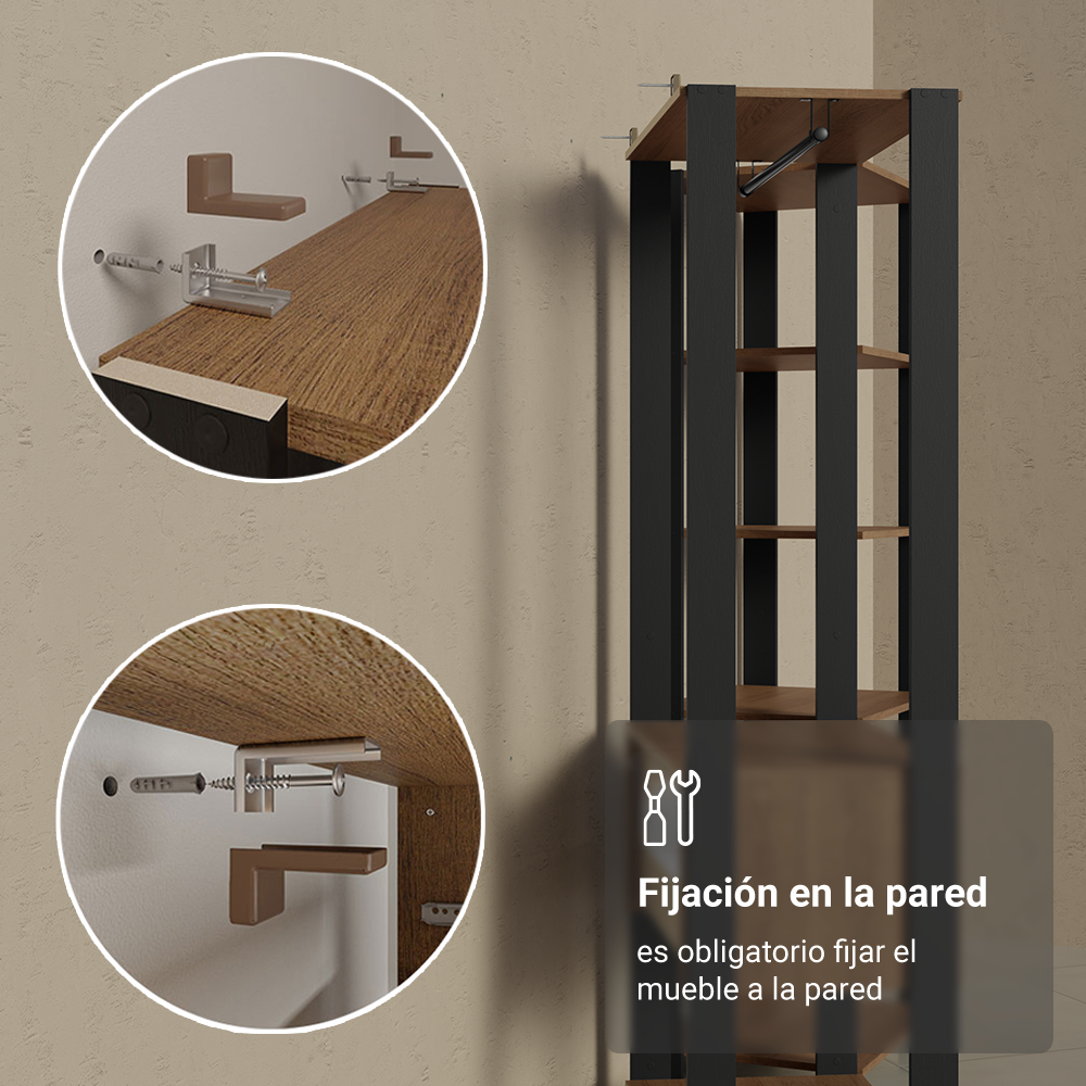 Clóset Modular 4 Cajones 417cm Marrón/Negro Valencia 01