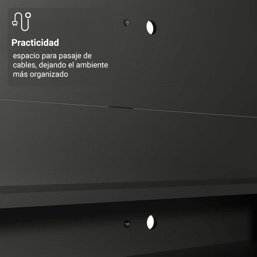 Mueble con Panel para TV hasta 60 Pulgadas 180 cm Negro Cancun Madesa