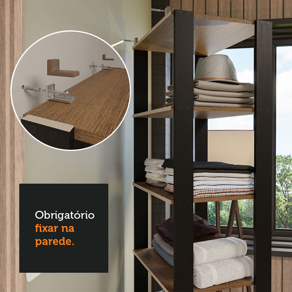 Estante Librero 177cm Marrón/Negro