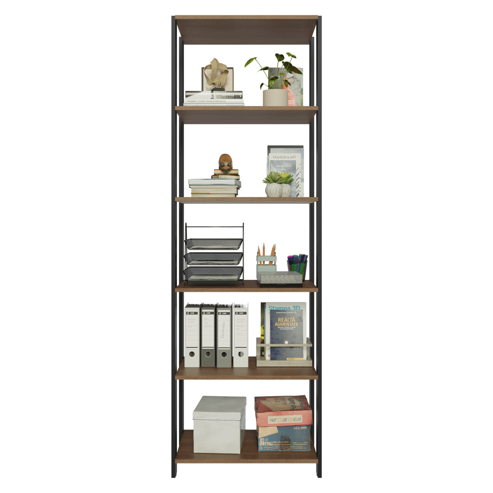 Estante Armario Multiuso para Escritorio 59cm 5 Repisas Marrón/Negro Madesa