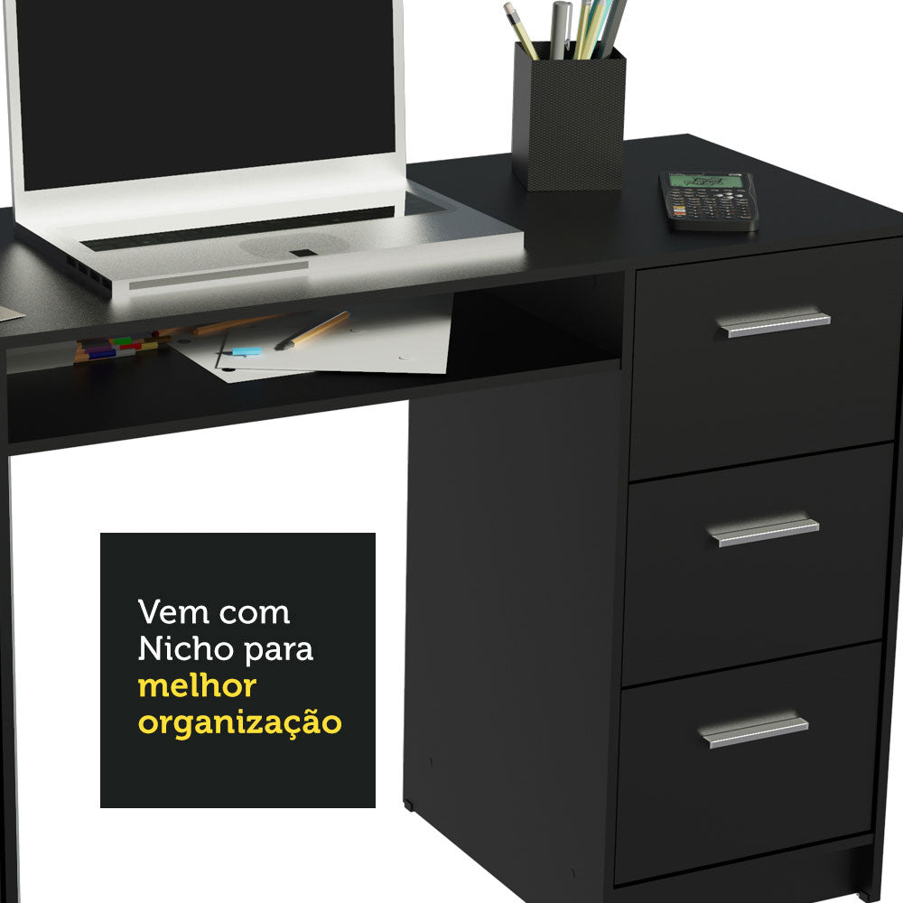 Escritorio Alaska + Estante Librero 6907 Negro