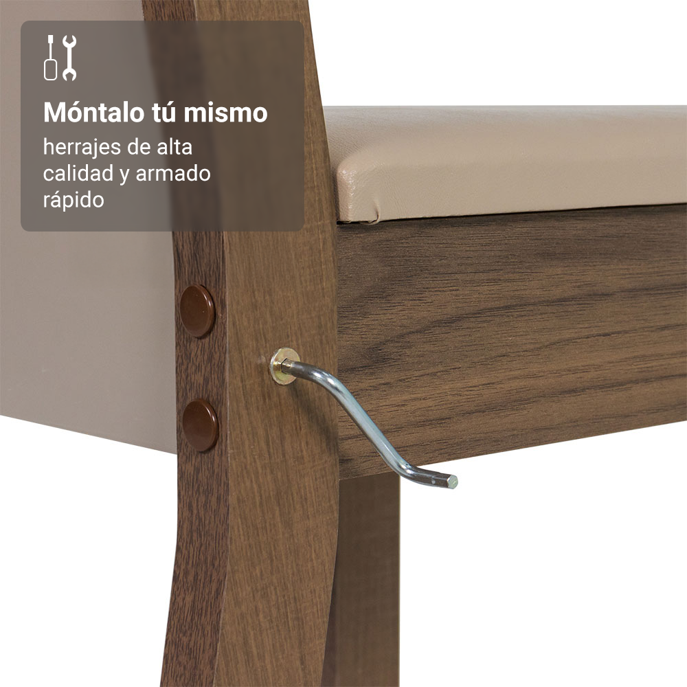 Juego de Comedor Mesa Encimera de Madera 4 Sillas Marrón/Crema/Beige Sheila