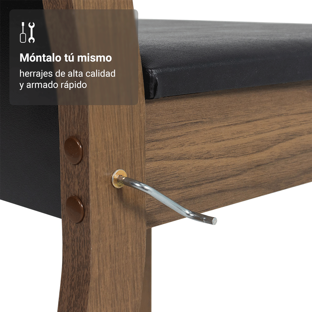 Conjunto Comedor Mesa Encimera de Madera con 6 Sillas Negro/Marrón/Sintético Negro Medelin
