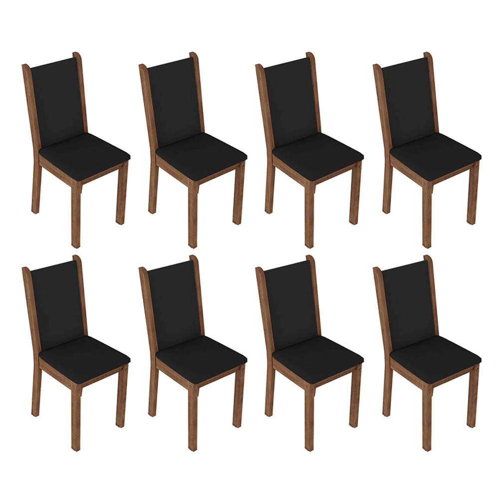 Juego de Comedor Mesa con Encimera de Vidrio 8 Sillas Marrón/Negro Justine