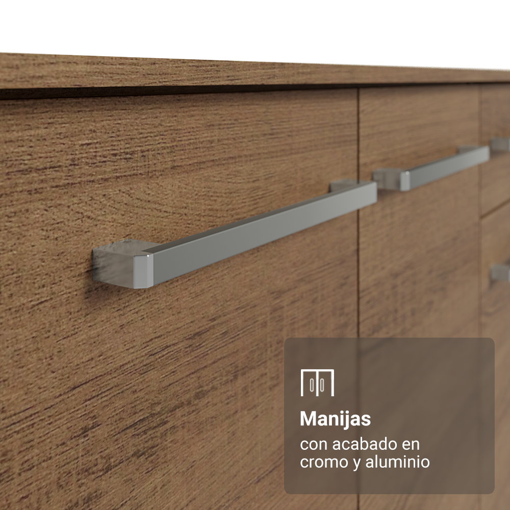 Credenza Bufetera 105cm 3 Puertas 1 Cajón Marrón
